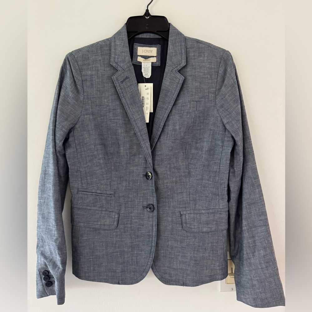 J. Crew Women’s Chambray School Boy Blazer. Size 4. NWT.